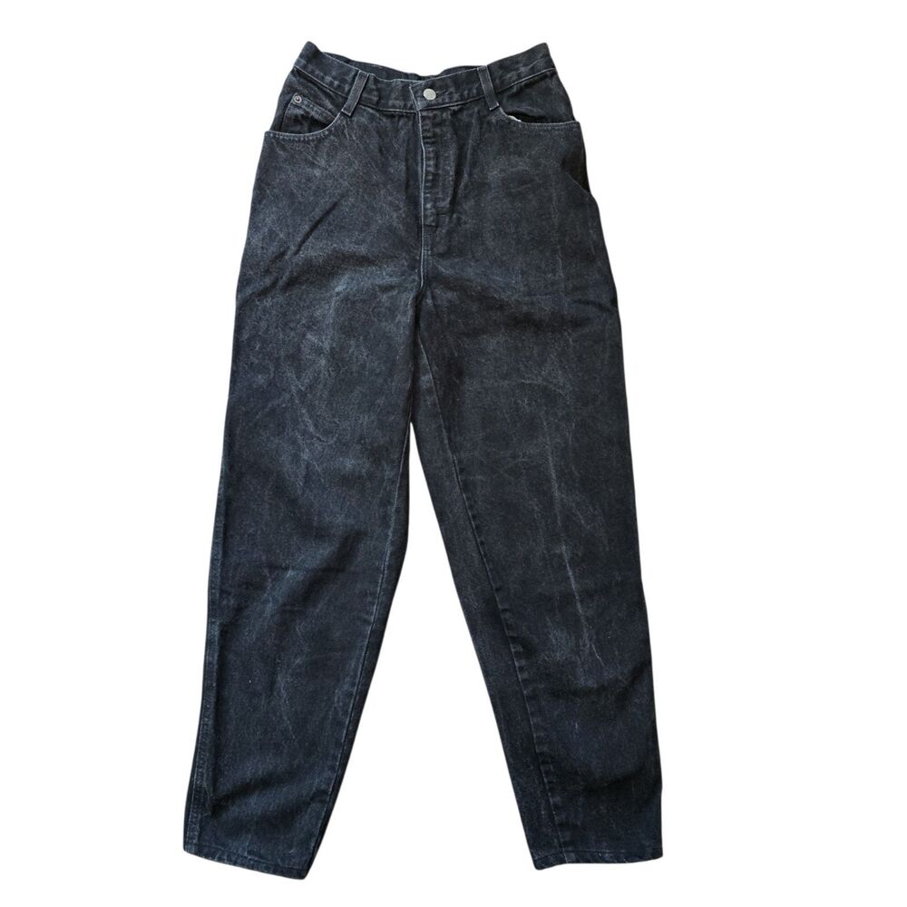 Vintage Gitano Acid Wash Black Denim Jeans Womens 10 High Rise Mom Hemmed 80s